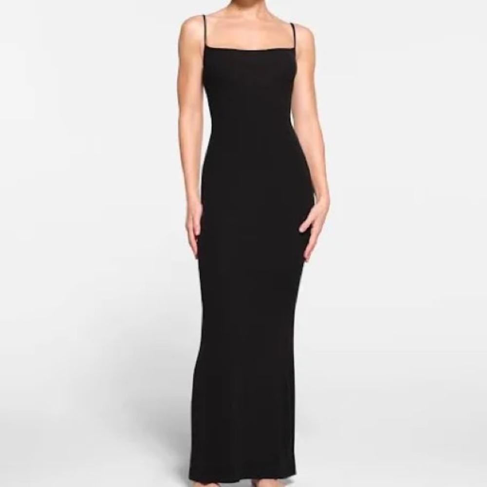 Skims Soft Lounge Long Slip Dress Onyx Size M